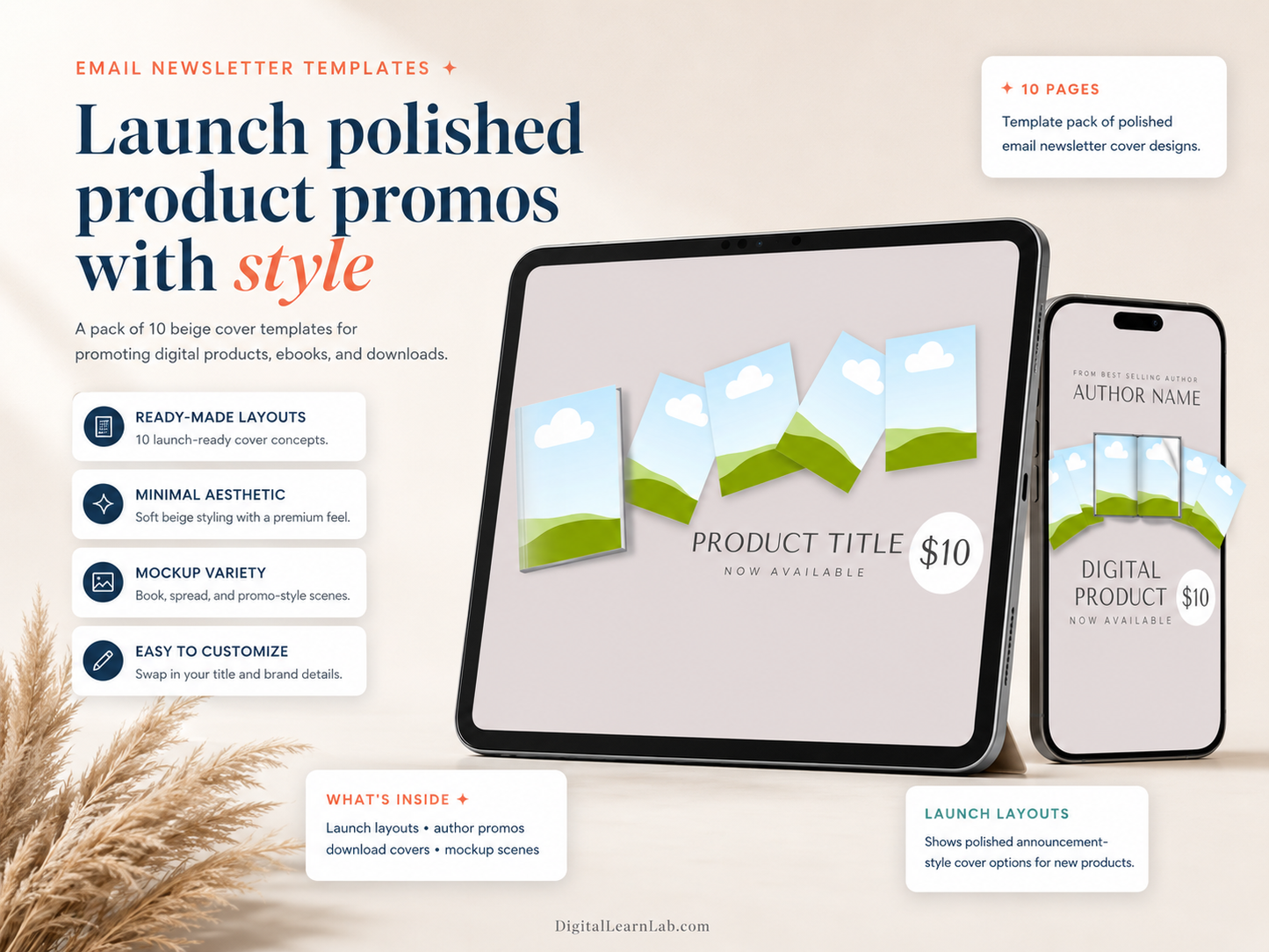 10 Beige Digital Products Email Newsletter Covers