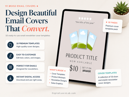 10 Beige Digital Products Email Newsletter Covers
