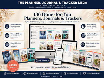 136+ Planner, Journal & Tracker Mega Bundle