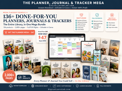 136+ Planner, Journal & Tracker Mega Bundle